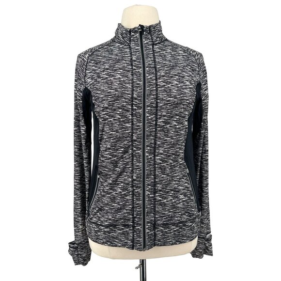 Reva Womens Athletic Zip-Up Jacket Size XL Polyester & Spandex Blend Black & Whi - Picture 1 of 6
